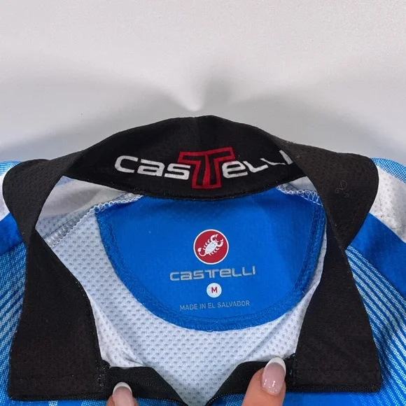 Castelli Mens Short Sleeve Cycling Jersey Blue Scorpion M - Picture 3 of 4